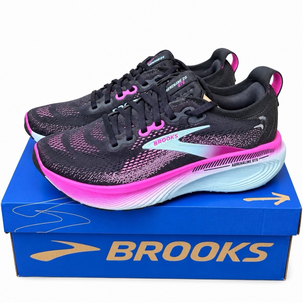 Brooks Adrenaline GTS 25 Black Cyber Pink 1204431B064 Women's Size 7.5 Running